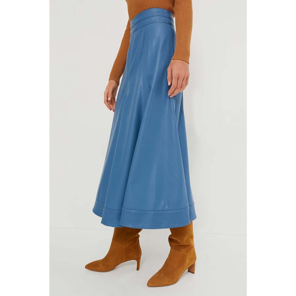TUCKERNUCK Blue Leather Brynn Skirt Size 6 NWT Retail $248 Tuckernuck - Picture 4 of 7